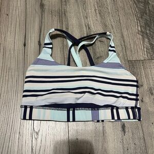 Lululemon Navy and White Striped Sports Bra